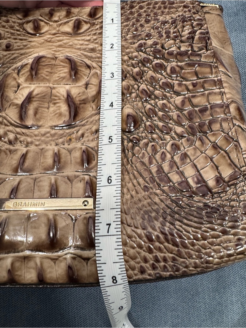 Brahmin Croc-Embossed Brown Crossbody Shoulder Bag - Picture 10 of 14